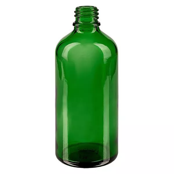 Droppflaska 100ml DIN 18 hällring grönt glas Droppflaska 100ml DIN 18 hällring grönt glas