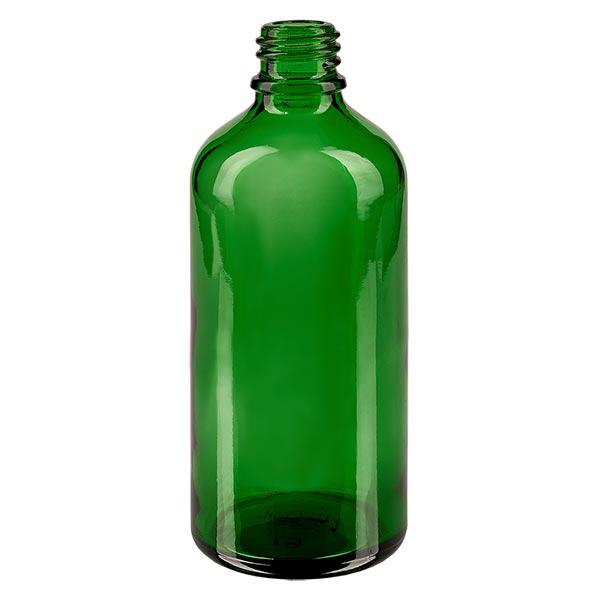 Droppflaska 100ml DIN 18 hällring grönt glas Droppflaska 100ml DIN 18 hällring grönt glas