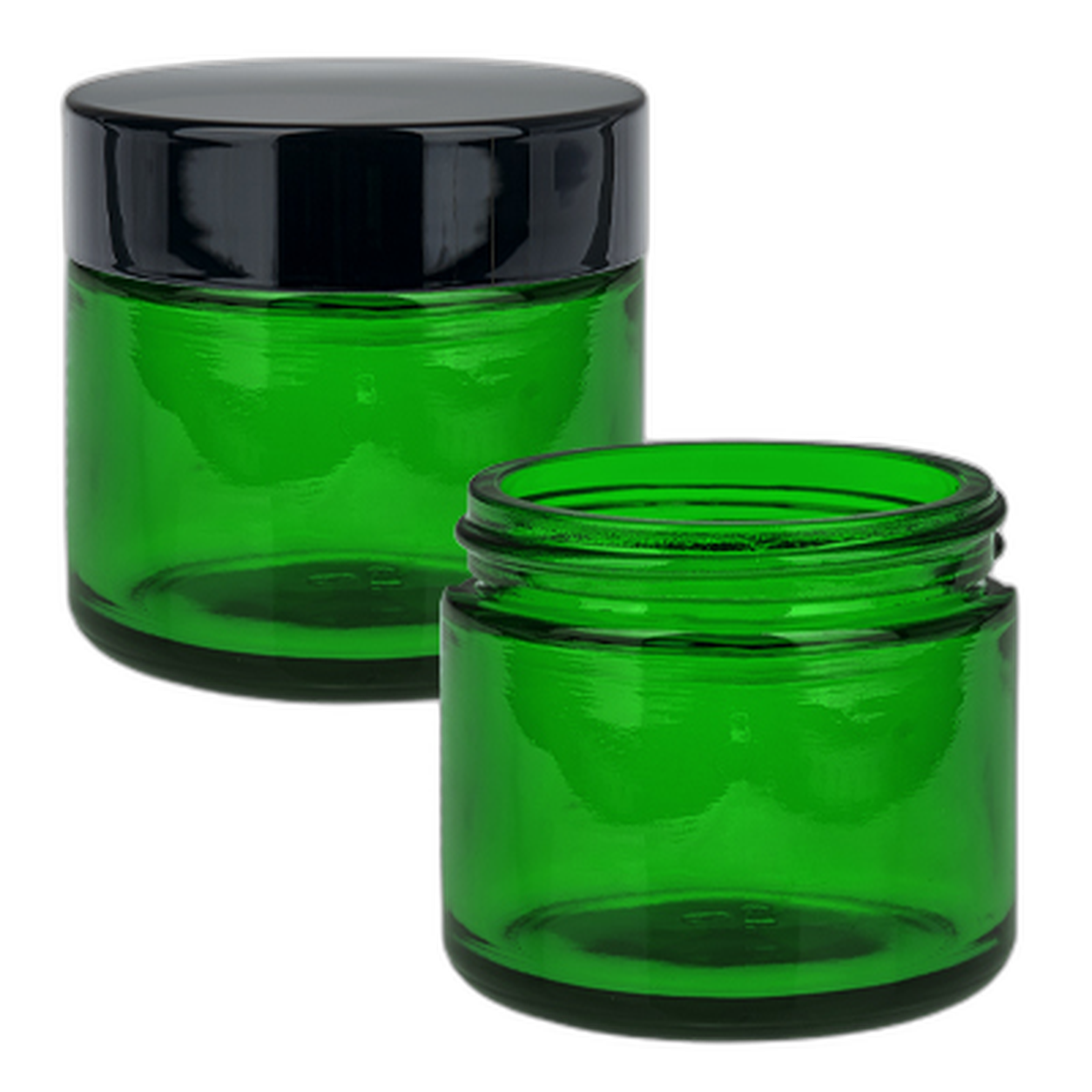 Pots en verre vert