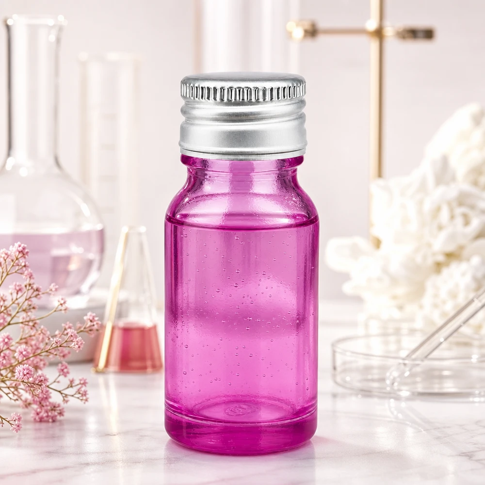Kompakt 10 ml aromflaska av violett glas med robust aluminium-silverlock STD-design