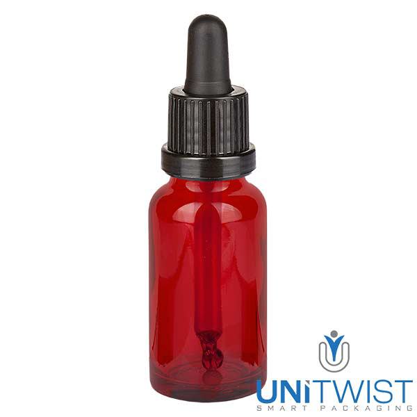 Apoteksflaska brun 30ml pipett vit/röd standard Apoteksflaska brun 30ml pipett vit/röd standard