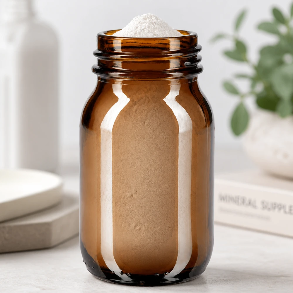 100ml bärnstensglasflaska med bred hals Liten bärnstensfärgad glasflaska 100 ml med bred halsförslutning för pulver och granulat