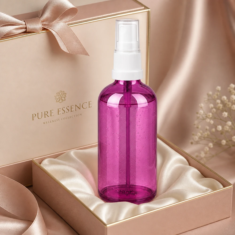 100ml sprayflaska vit/transparent Standard PurpleLine UT18/100 Högkvalitativ 100 ml sprayflaska av transparent plast i ljuslila färg