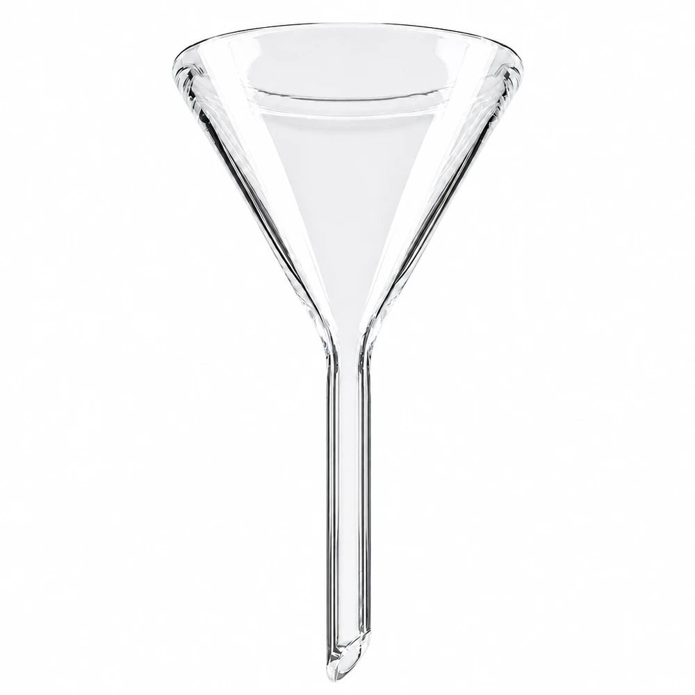 Tratt ø40mm soda lime, vinkel 60°, kort modell Glastratt 40 mm diameter tillverkad av soda-lime-glas med 60 graders vinkel och kort handtag