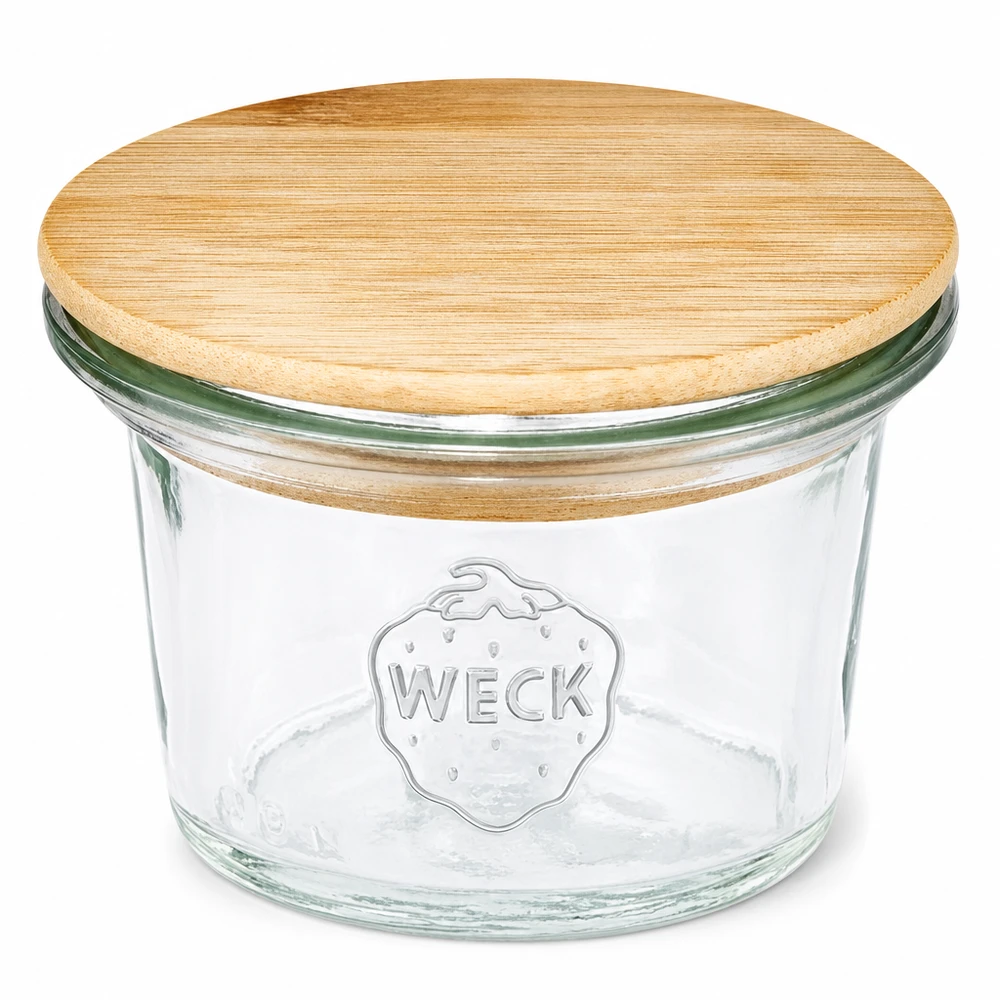 WECK 35ml RR40 murarburk med bambu trälock Mini murarburk transparent med WECK-logotyp
