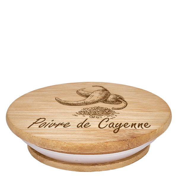 Couvercle i trä "Poivre de Cayenne" till WECK RR60 Couvercle i trä "Poivre de Cayenne" till WECK RR60