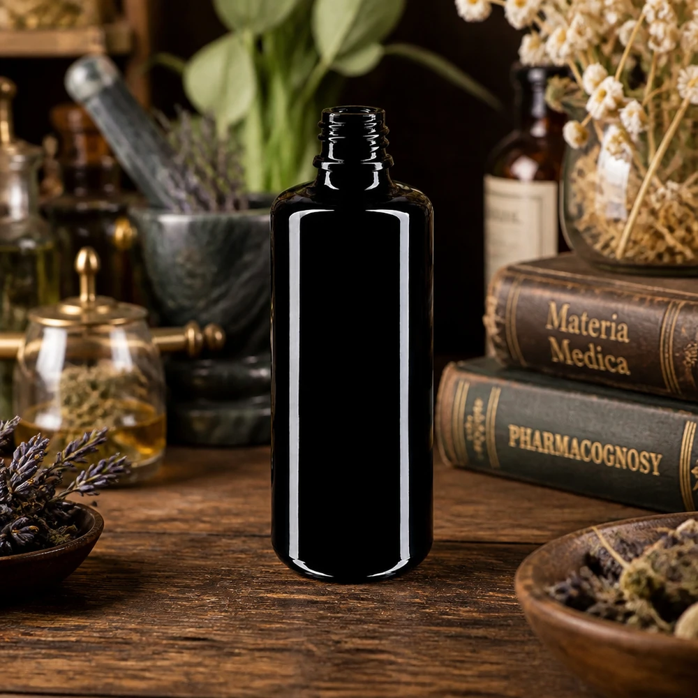 Högkvalitativ 100 ml Orion violett glasflaska tillverkad av Miron-material för naturkosmetika och aromaterapi