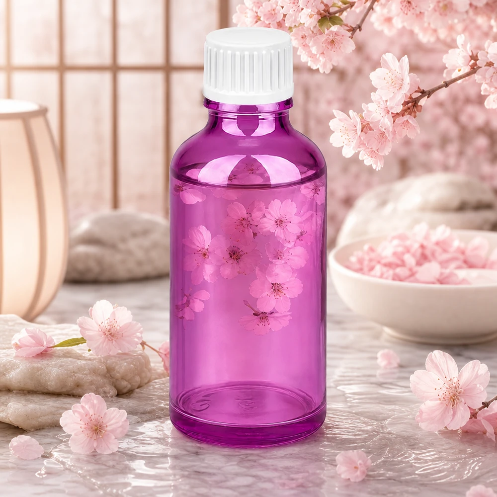 Lila 50 ml droppflaska med standard UT18-gänga för professionell aromaterapi och kosmetika