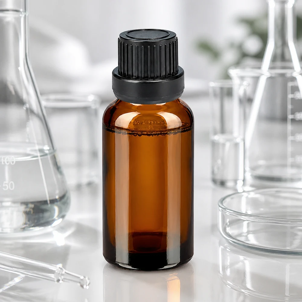 BrownLine 10 ml droppflaska med UT18/10-gänga och svart lock för exakt dosering