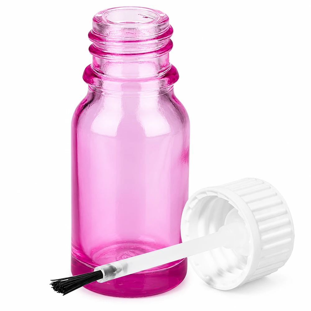 Rosa glasflaska 10ml med penselapplikator för exakt applicering STD PurpleLine UT18/10