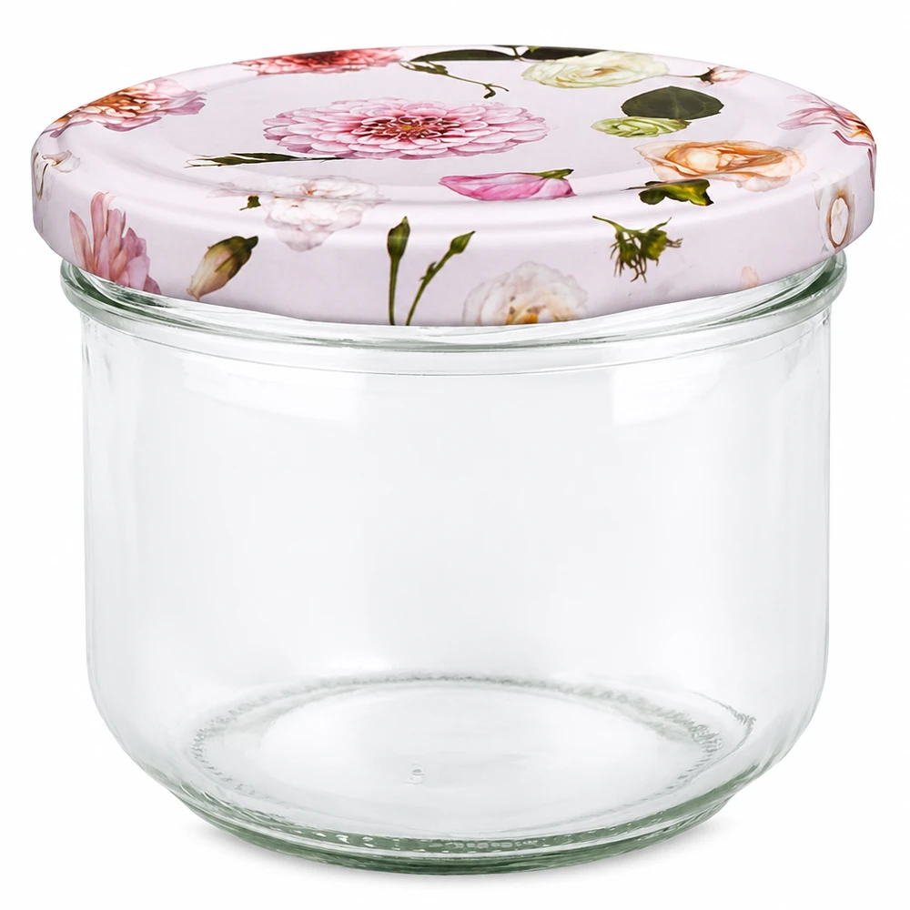 260 ml murarburk med BasicSeal-lock rosa blommönster - konserveringsburk förvaringsburk med blommönster