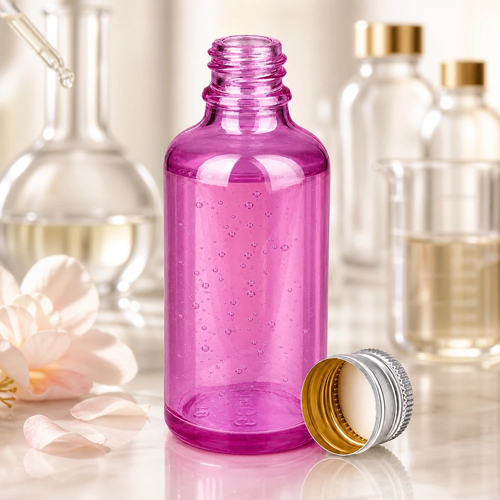 50 ml violett glasflaska med 11 mm droppgänga för exakt dosering av serum