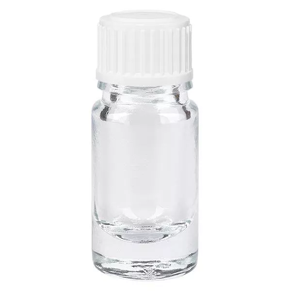 Apoteksflaska klar 5ml droppflaska vit 0,8mm standard Apoteksflaska klar 5ml droppflaska vit 0,8mm standard