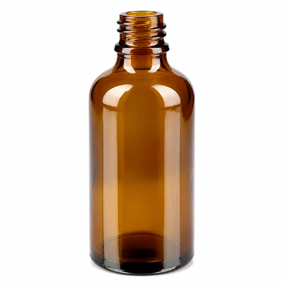50ml flaska 11mm skruvkork röd standard BrownLine UT18/50 50 ml bärnstensfärgad glasflaska med 11 mm gänga, idealisk för apotek och laboratorier