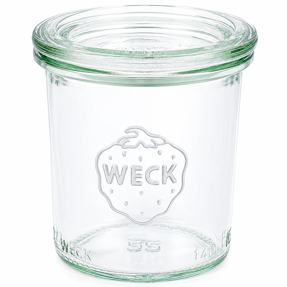 WECK 140 ml burk med glaslock RR60 | Premiumkvalitet WECK 140 ml RR60-glas med glaslock transparent konserveringsburk för konservering och förvaring