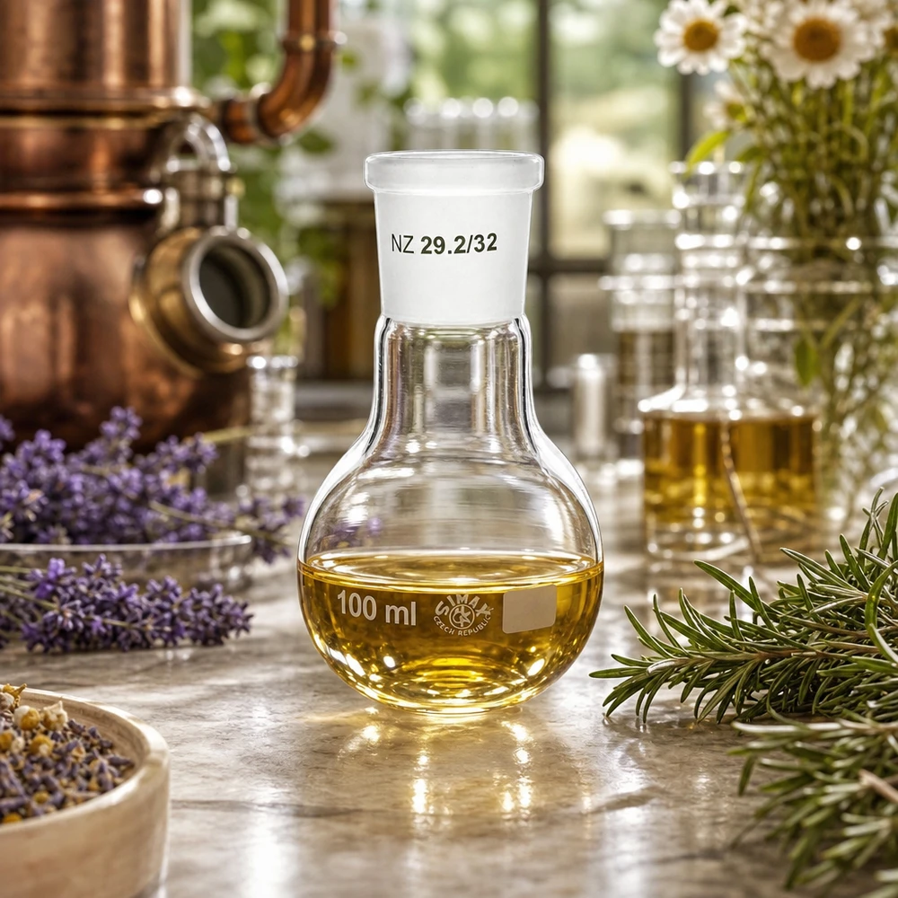 Stående kolv 100ml med standardslipad fog (29/32) Kompakt 100 ml laboratoriekolv med standardgrund 29/32 - idealisk för små volymer och mikroreaktioner