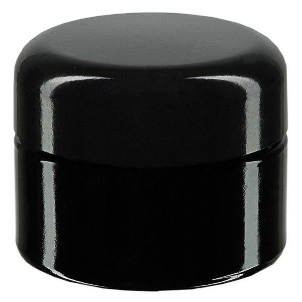 Kosmetikaburk violett glas 30ml, med svart lock Kosmetikaburk violett glas 30ml, med svart lock