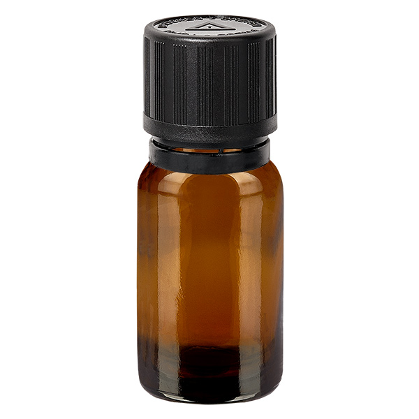 10ml Droppflaska 1mm svart säkerhetsförslutning Barnsäkerhetslås Blind varningssymbol BrownL. UT18/10