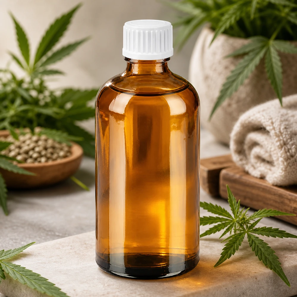 100ml Droppflaska 0,9mm vit standardförslutning BrownLine UT18/100 100 ml glasflaska med UT18-gänga och vitt dropplock för säker förvaring