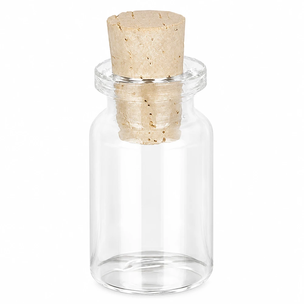Klarglasflaska 5ml med kork 11/14mm Durchsichtige Glasflasche 5ml mit hellem Naturkorkverschluss für Schmuck und Bastelprojekte