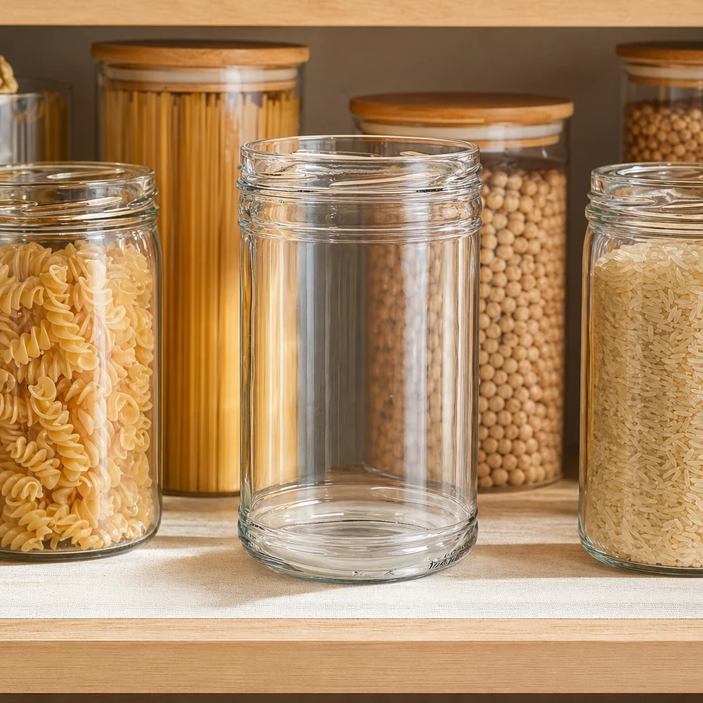 1053ml Krossade glasögon utan lock (TO100) UNiTWIST UNiTWIST tumblers 1053ml TO100 tom förvaringsburk i organiserat köksskafferi mellan pasta och baljväxter