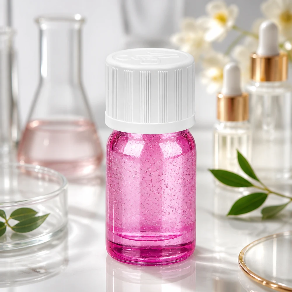 5ml droppflaska 1,2mm vit standard barnsäker PurpleLine. UT18/5 Transparent 5 ml droppflaska med vitt skruvlock UT18/5 för laboratorie- och kosmetikabruk