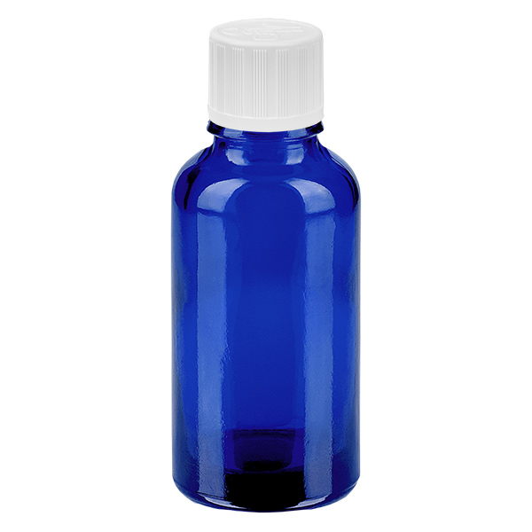 30 ml flaska 11mm skruvkork vit standard med sabotageskydd BlueLine UT18/30