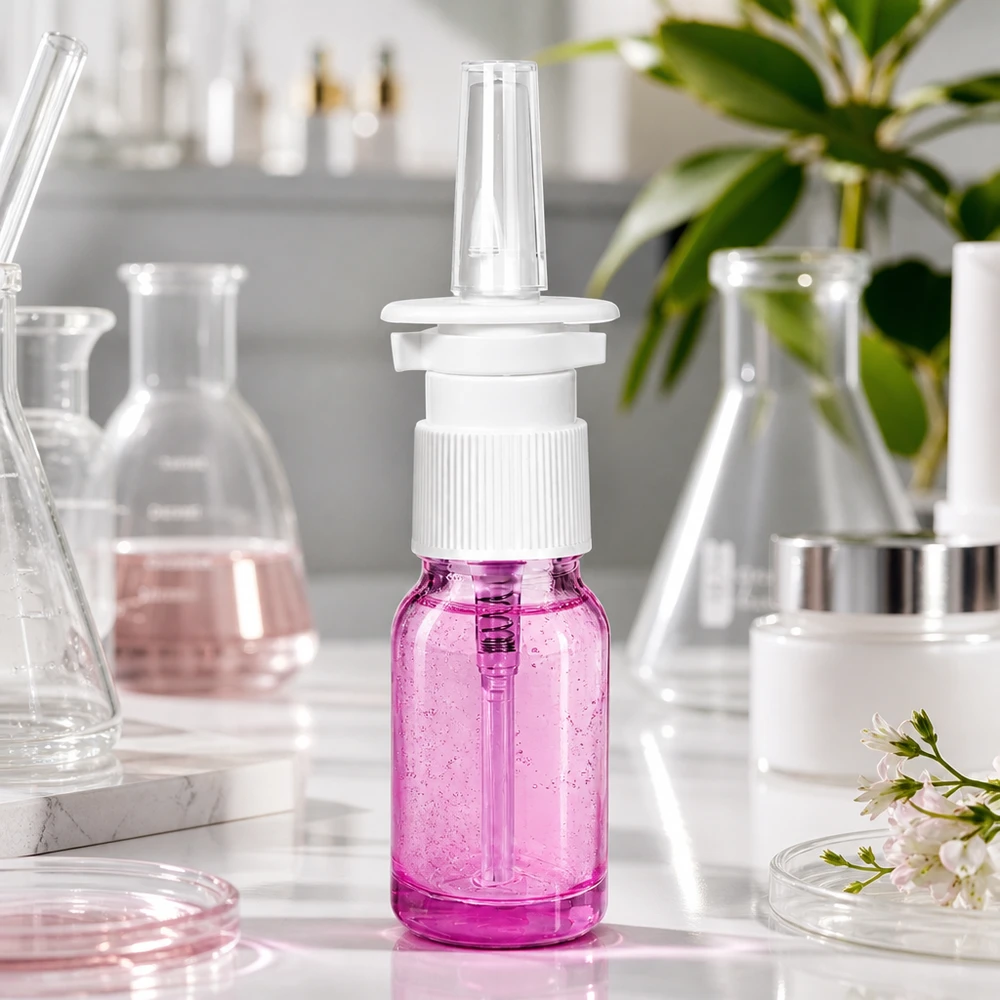 10ml nässprayflaska vit/transparent standard PurpleLine. UT18/10 Liten 10 ml nässprayflaska i transparent lila med praktiskt sprayfäste för när du är på språng