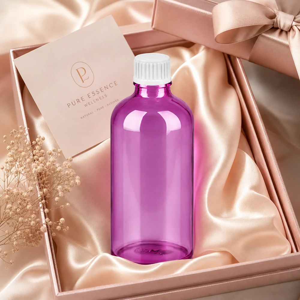100ml droppflaska 0,9mm vit standard PurpleLine UT18/100 Transparent droppflaska 100ml i elegant lila design med professionellt vitt dropplock