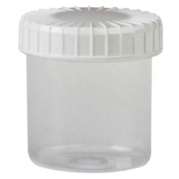 Transparent burk med skruvlock 75 ml med räfflad svart topp Transparent burk med skruvlock 75 ml med räfflad svart topp