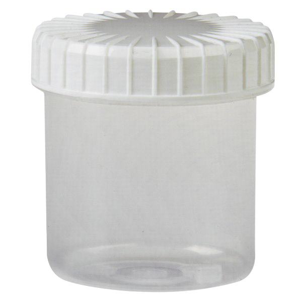 Transparent burk med skruvlock 75 ml med räfflad svart topp Transparent burk med skruvlock 75 ml med räfflad svart topp