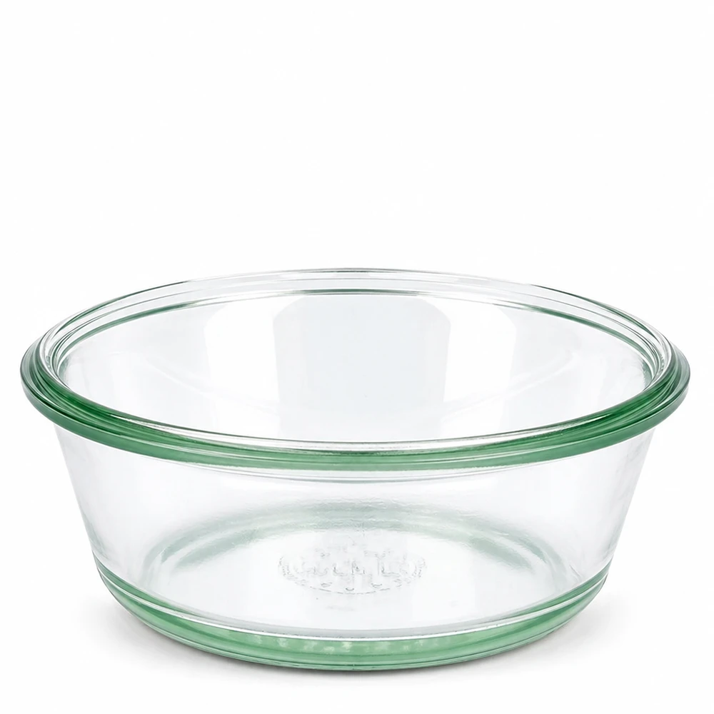 300 ml gourmetglas WECK RR120 WECK Gourmetburk 300ml RR120 Konserveringsburk transparent med grön kant tillverkad av borosilikatglas för konservering