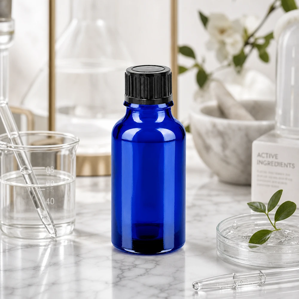 20ml flaska 11mm skruvkork svart standard BlueLine UT18/20 20 ml droppflaska av högkvalitativt glas med svart lock för professionell användning