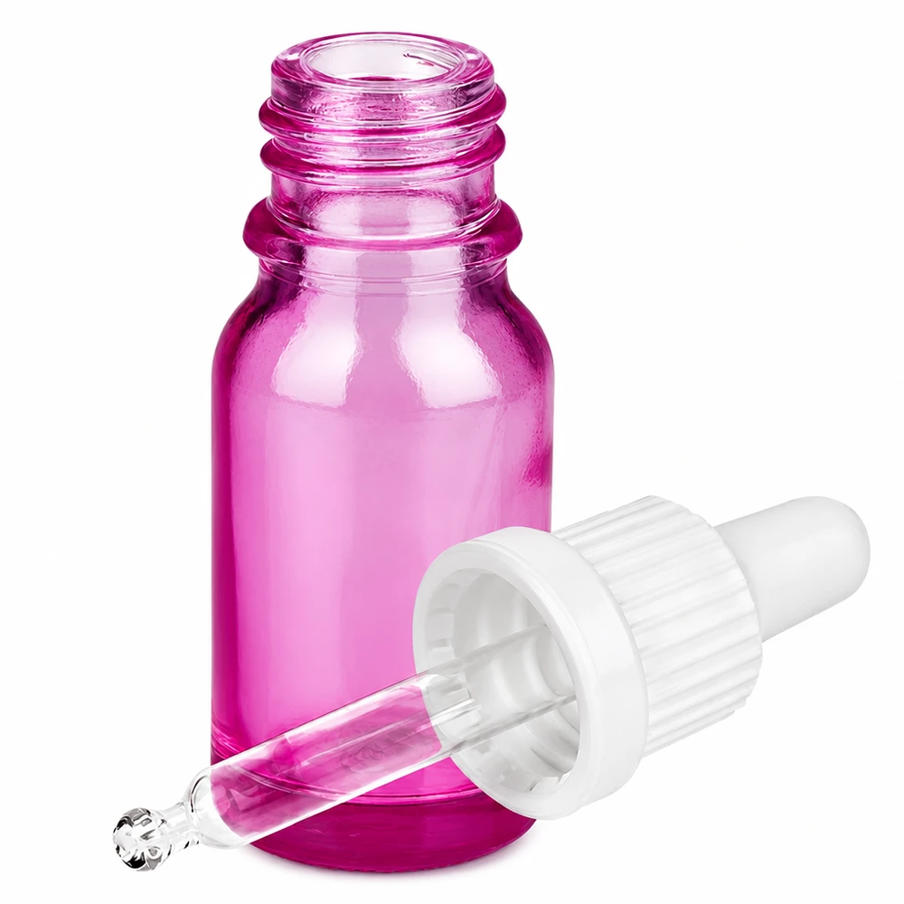 10ml pipettflaska vit Originality skruvkork PurpleLine UT18/10 Lila glasflaska 10ml med pipett och vitt dropplock OV PurpleLine UT18/10
