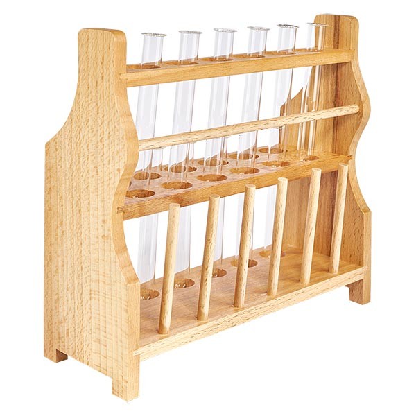 Trähållare med 12 borosilikatprovrör 100x12