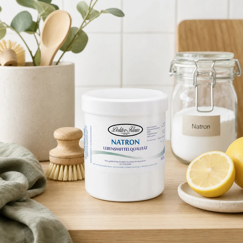 Doctor Klaus 500 g vit bakpulverbehållare av plast med skruvlock för enkel förvaring