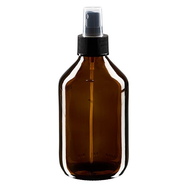 250ml medicinflaska brun, pumpförstärkare svart ApoGlas 250ml medicinflaska brun, pumpförstärkare svart ApoGlas
