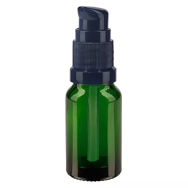 Apoteksflaska grön 10ml pumplock svart standard Apoteksflaska grön 10ml pumplock svart standard