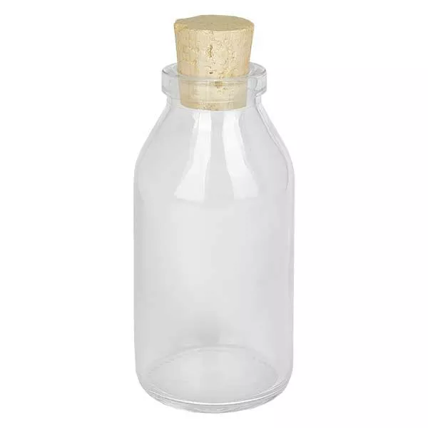 Rund 100ml klar, öppning 22mm, inkl. kork 22/26 Rund 100ml klar, öppning 22mm, inkl. kork 22/26