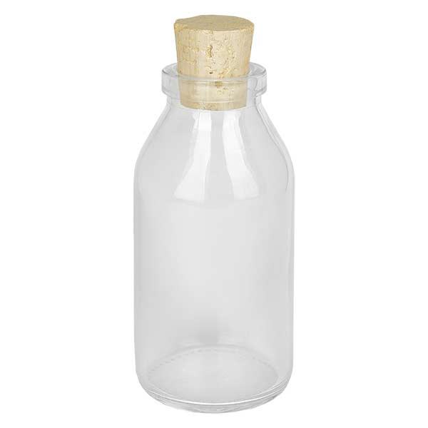 Rund 100ml klar, öppning 22mm, inkl. kork 22/26