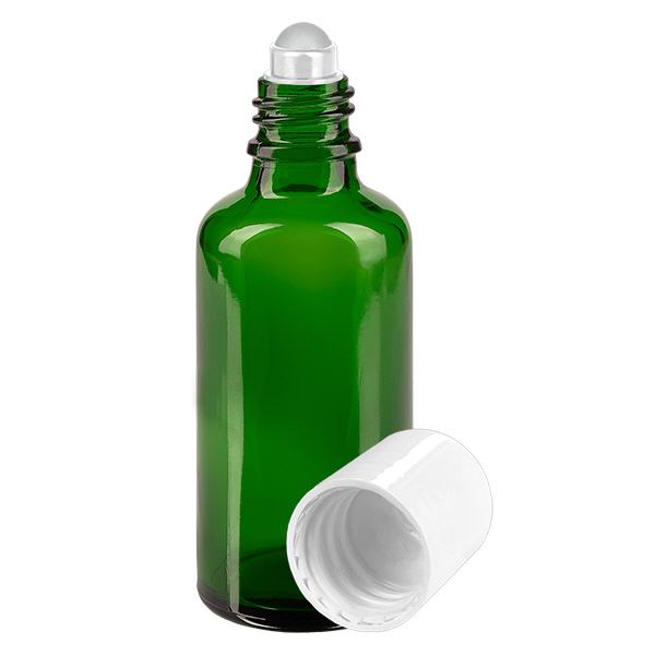 Apoteksflaska grön 50ml roll-on lock vit Apoteksflaska grön 50ml roll-on lock vit