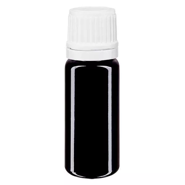 Apoteksflaska violett 10ml dropplock 1.2mm vit barnsäker förslutning Apoteksflaska violett 10ml dropplock 1.2mm vit barnsäker förslutning