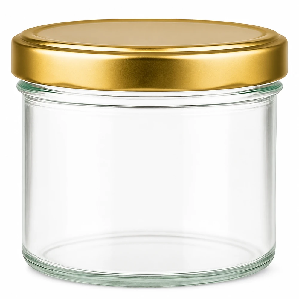 230ml cylindrisk burk med guld BasicSeal lock tom transparent konserveringsburk förvaringsburk rund