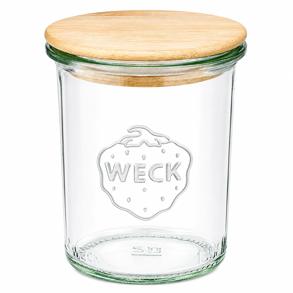 160ml WECK RR60 Krossade glasögon med trälock WECK 160ml RR60 murarburk med bambulock Murarburk med trälock för kök och förvaring
