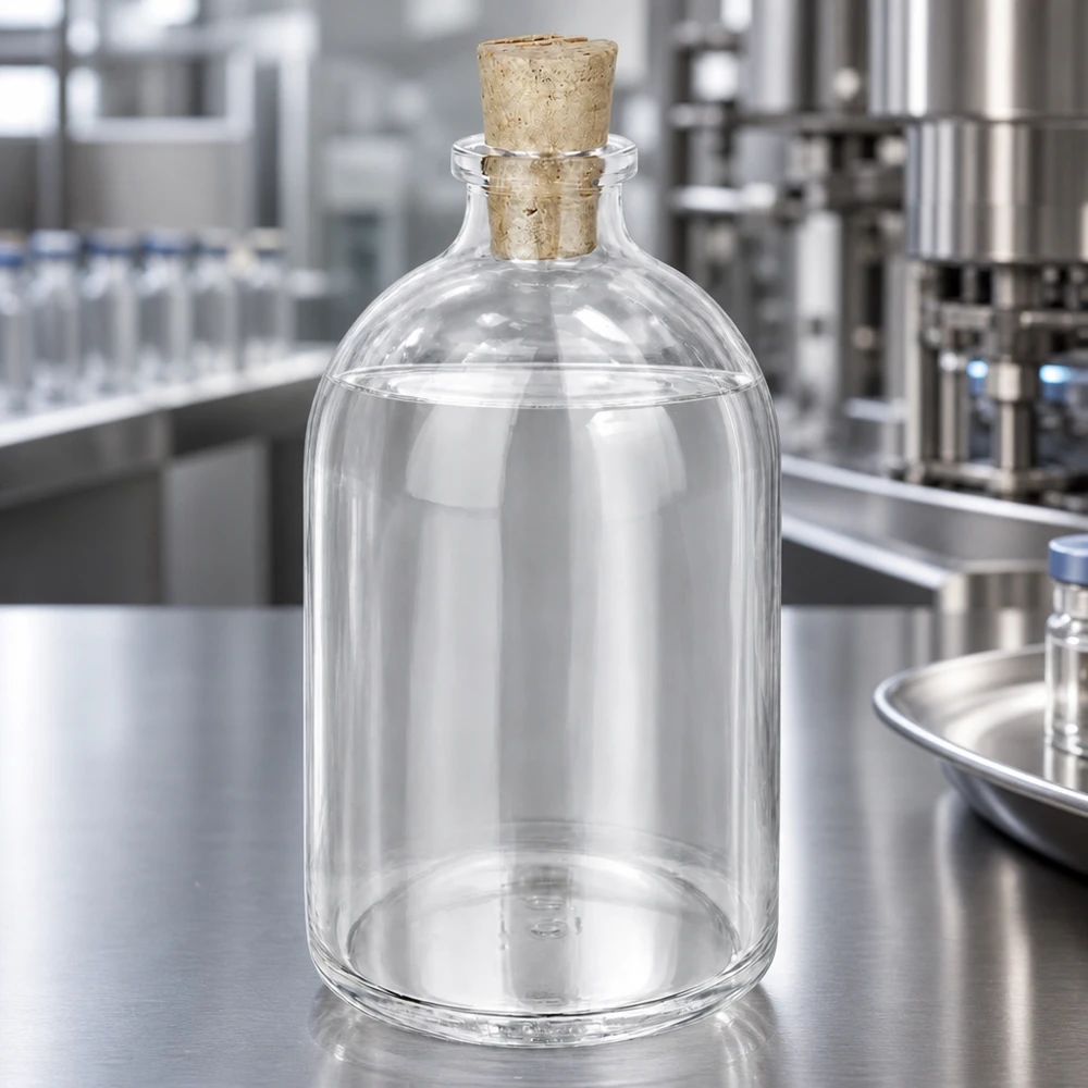 Klarglasflaska 100ml med kork 11/14mm Zylindrische Flasche aus Klarglas 100ml Korken 11/14mm in Pharmaumgebung