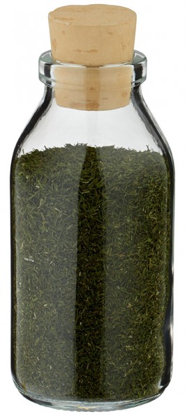 Idé för en kryddburk i glas: Rund 100 ml klar inkl. kork 22/26