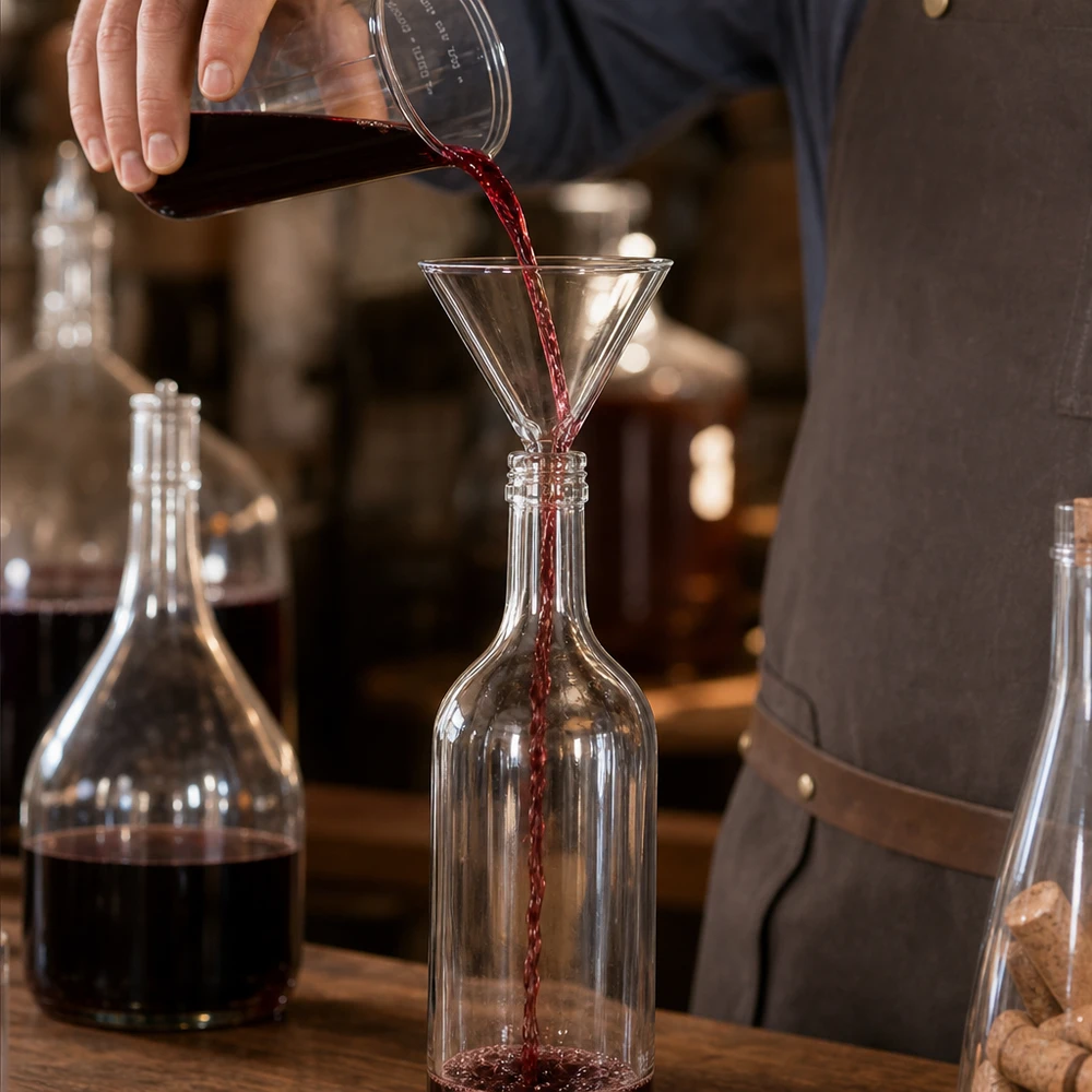 Professionell 75 mm glastratt för buteljering och dekantering av vin inom restaurangbranschen