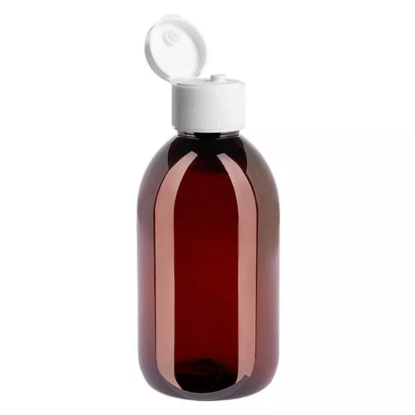 PET-flaska 250ml med vitt flip-top lock PET-flaska 250ml med vitt flip-top lock