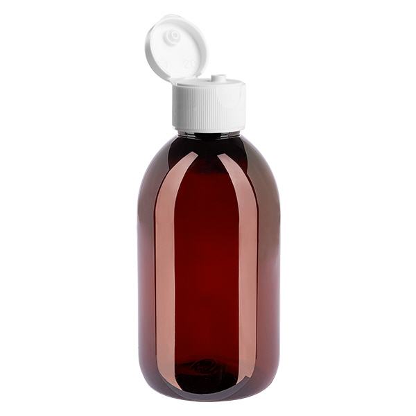 PET-flaska 250ml med vitt flip-top lock PET-flaska 250ml med vitt flip-top lock