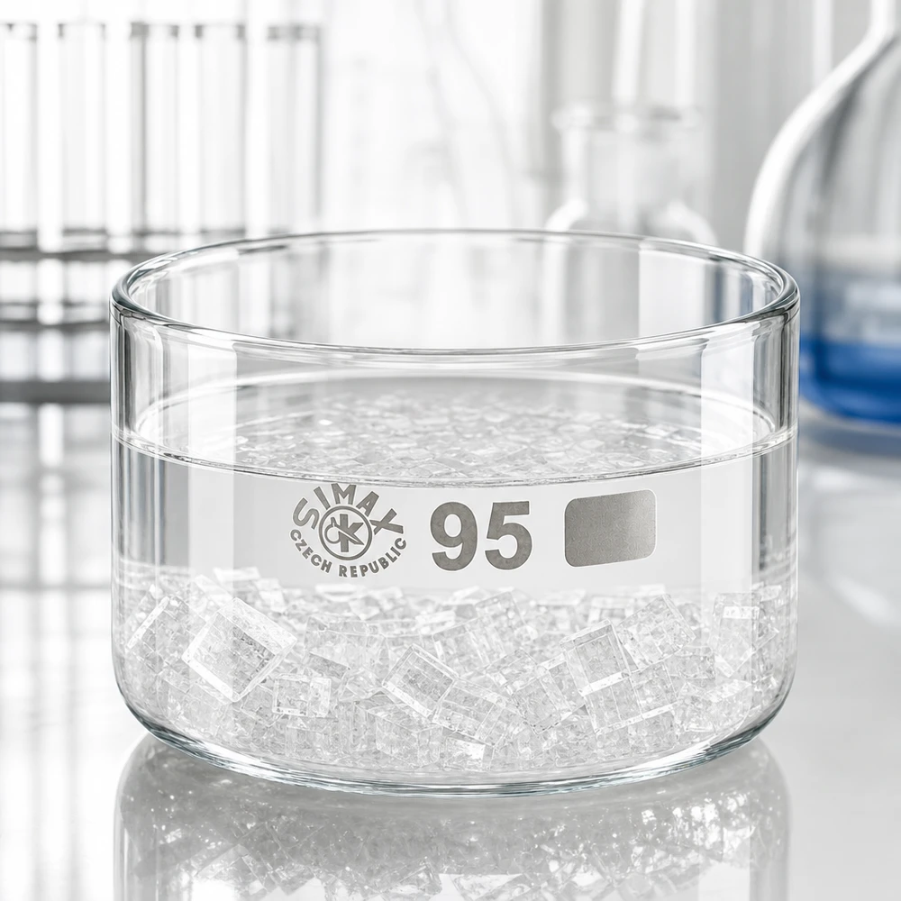 300ml kristalliseringsskål utan pip borosilikat ø95mm Simax laboratorieglas 300 ml kristallisationsskål, borosilikatglas, platt skål, tjeckisk kvalitet